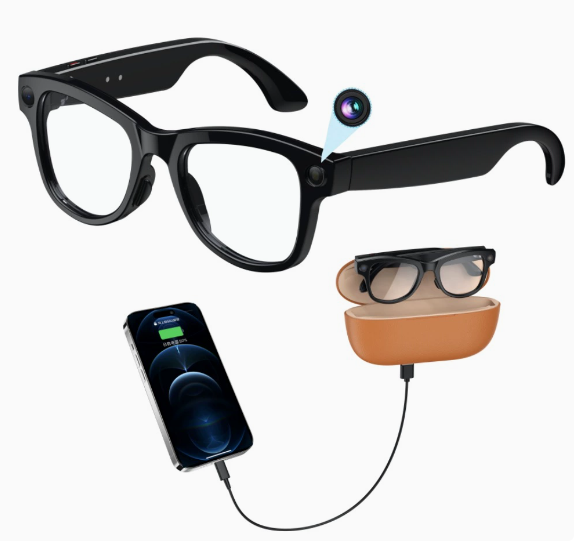I000300 AI Smart Glasses  8MP, 1080P Video Capture, IP54 Waterproof, Charging Case, App Control, Wi-Fi Transmission, Image & Video  Universal Compatibility