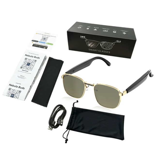 I0128 AI Smart Sunglasses  Bluetooth Audio, Music Playback, Customized Logo  Universal Compatibility