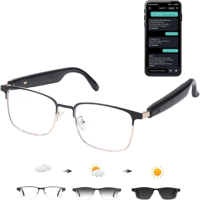 I000140 Smart Sunglasses  Wireless Audio, Color-Changing, Anti-Ultraviolet, Music Playback  Universal Compatibility