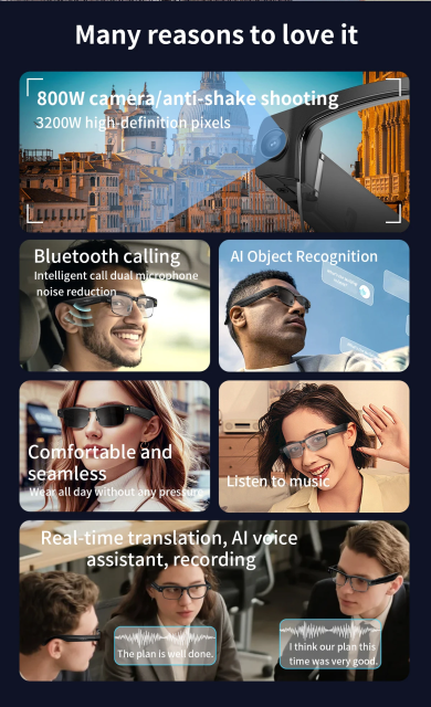 I0108 Smart Glasses PC Material Compatible with iOS & Android