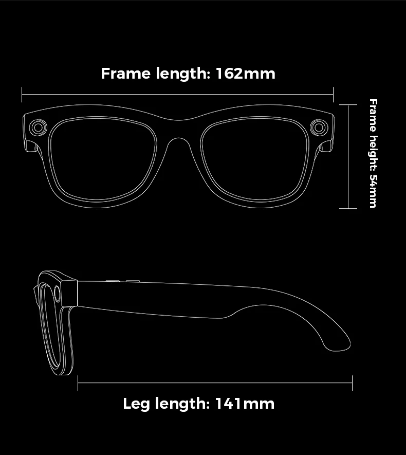 I0118 AI Smart Camera Glasses 8MP Camera WiFi Waterproof Voice Wake-up Universal Compatibility