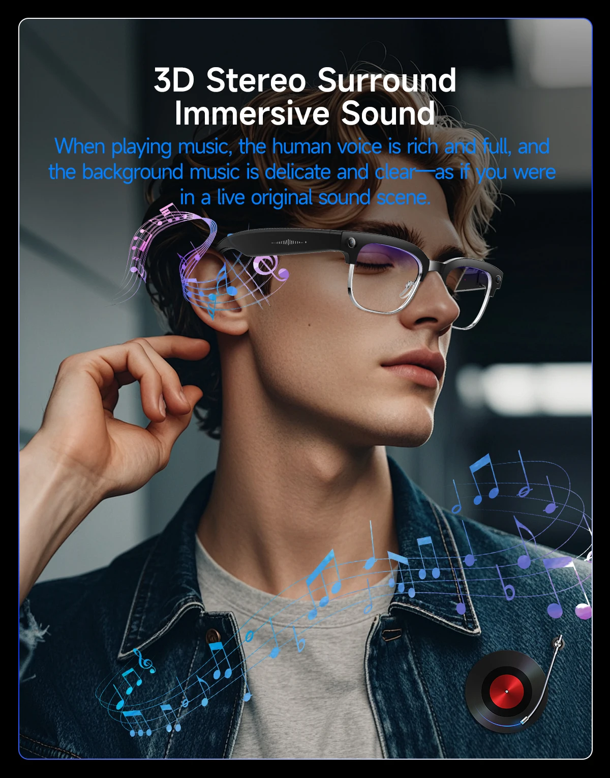 I0105 Smart Wearable Glasses Premium PC Material Fit for iOS & Android