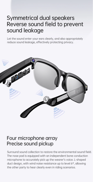 I0102 AI Smart Glasses with Real-time Translation, Dual Camera, 1080P Video & IPX5 Waterproof Universal Compatibility