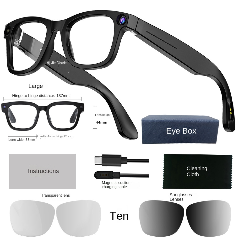 I0018 Smart Glasses  800W HD Camera, 32GB Storage, WiFi Transfer, ChatGPT Integration, Gesture Control, AI Translation, Photography Universal Compatibility