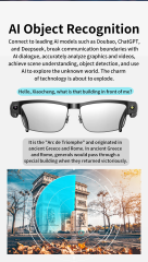 I0121 Smart Camera Glasses  8MP Video Recording, AI Translation, WiFi Transmission, Bluetooth Headset Universal Compatibility