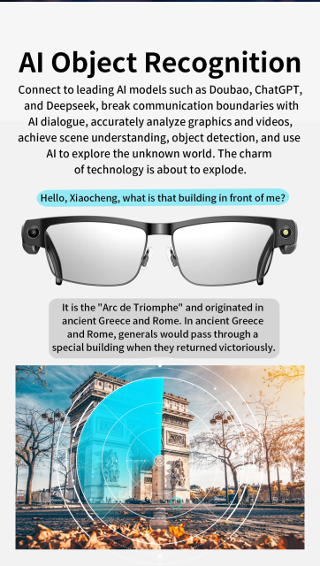 I0121 Smart Camera Glasses  8MP Video Recording, AI Translation, WiFi Transmission, Bluetooth Headset Universal Compatibility