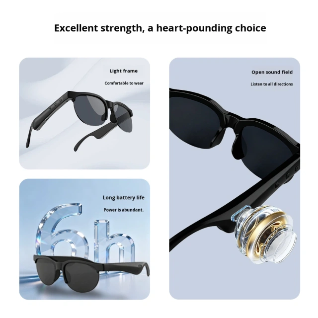 I0020 Smart Sunglasses  IPX5 Waterproof, AI Translation, Wireless Bluetooth, Outdoor Sport Audio  Universal Compatibility
