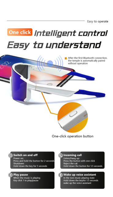 I0103 Sports Smart Sunglasses High-Strength Material All Mobile Devices
