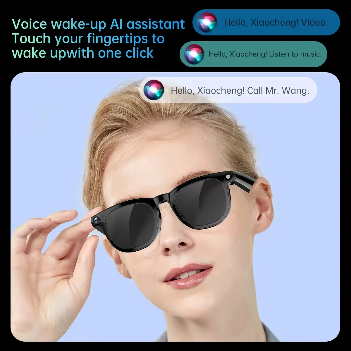 I0110 Smart Glasses with AI Voice Translator, Camera & Wireless Connectivity, for iPhone & Android