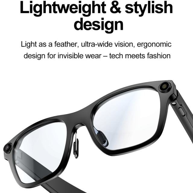 I000136 AI Smart Glasses  First-person Perspective, Anti Blue Light, 2000W Pixel Camera, Photo Taking, Video Recording  Universal Compatibility