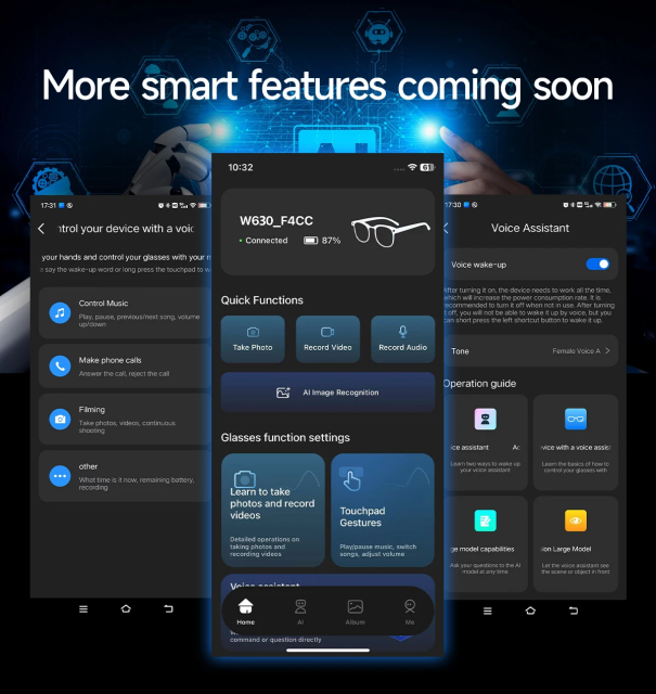 I0105 Smart Wearable Glasses Premium PC Material Fit for iOS & Android