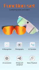 I0114 AI Smart Glasses 8MP Video Camera Translation Audio Recording WiFi Transfer Universal Compatibility