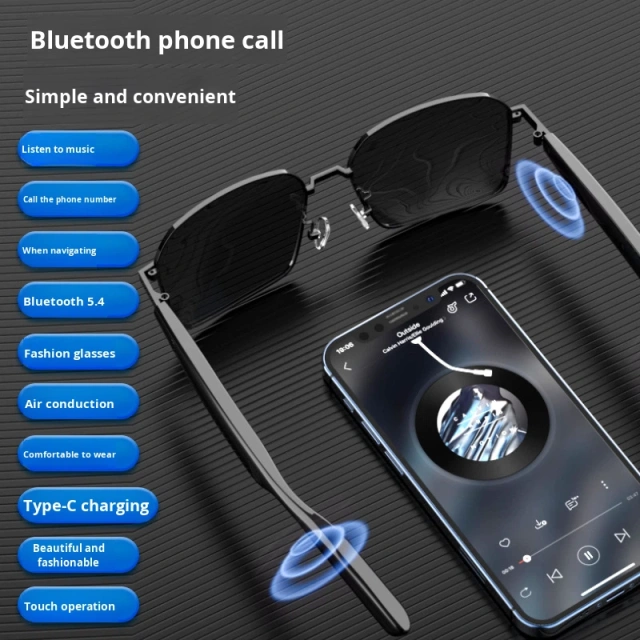 I0019 Smart Sunglasses  True Wireless Stereo, Smart Touch, HiFi Audio, Noise Cancelling, BT Connection, UV Protection  Universal Compatibility