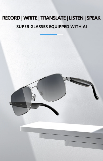 I0127 AI Smart Vintage Aviation Sunglasses  Built-in Bluetooth, AI Translation Universal Compatibility
