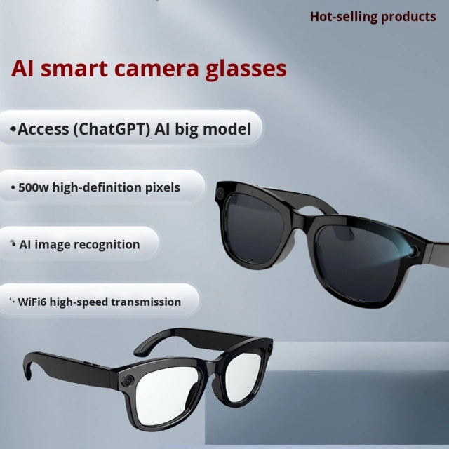 I0015 Smart Glasses with 8MP Camera, 4K Video, WiFi & Voice Wake-up Universal Compatibility
