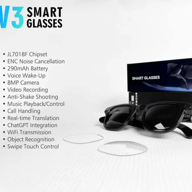 I0117 AI Smart Glasses Real-Time Translation Object Recognition Photography Universal Compatibility