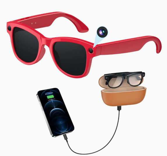 I000300 AI Smart Glasses  8MP, 1080P Video Capture, IP54 Waterproof, Charging Case, App Control, Wi-Fi Transmission, Image & Video  Universal Compatibility