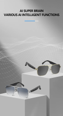 I0127 AI Smart Vintage Aviation Sunglasses  Built-in Bluetooth, AI Translation Universal Compatibility