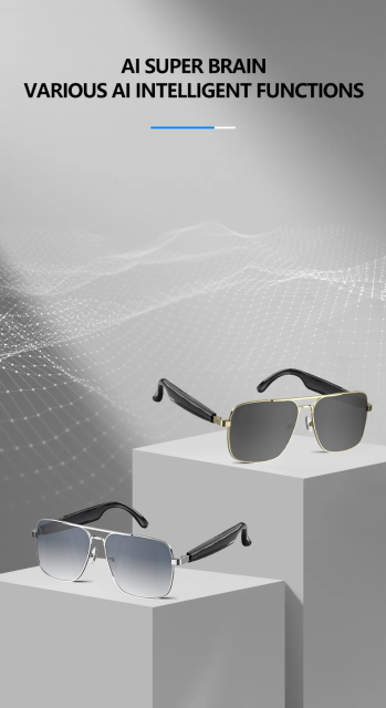 I0127 AI Smart Vintage Aviation Sunglasses  Built-in Bluetooth, AI Translation Universal Compatibility