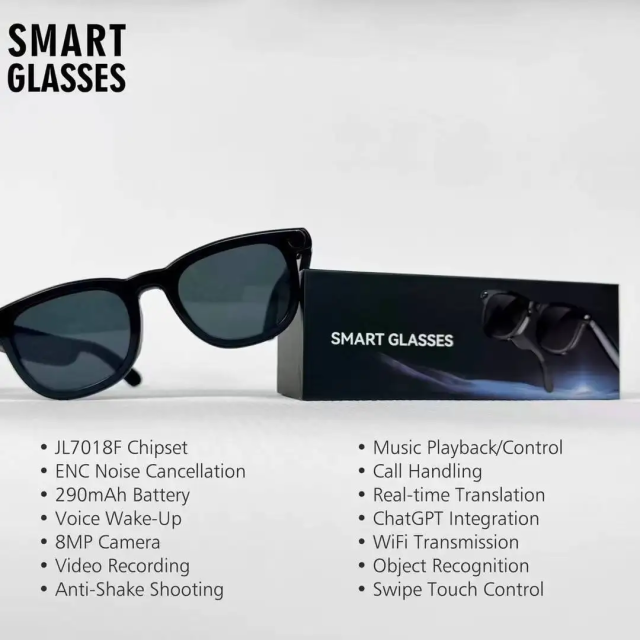 I0117 AI Smart Glasses Real-Time Translation Object Recognition Photography Universal Compatibility