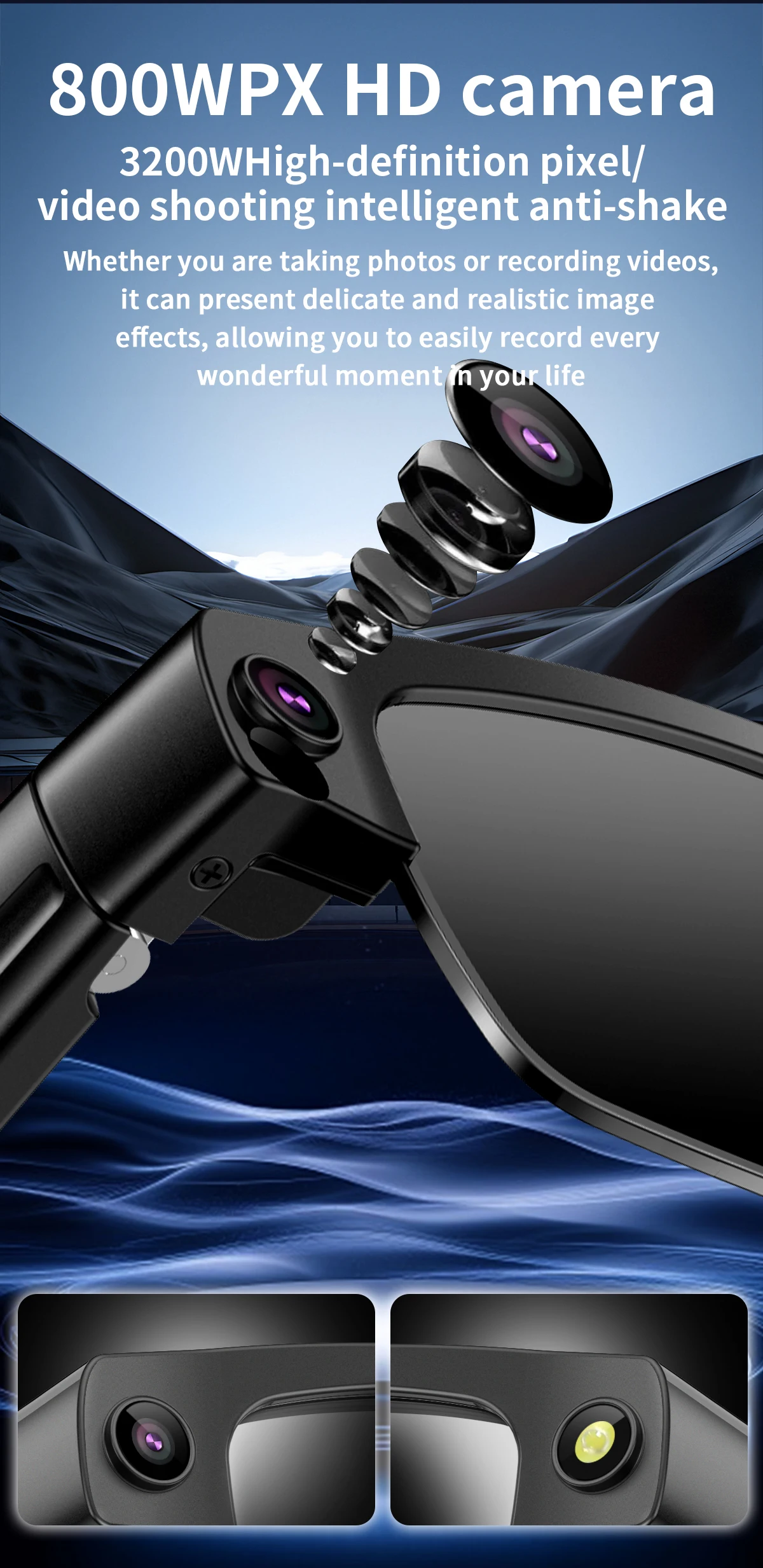 I0108 Smart Glasses PC Material Compatible with iOS & Android