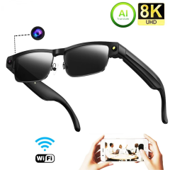 I000134 AI Smart Glasses  4K Video, Camera, IPX5 Waterproof, Large Battery, Call Answering, Photo Recognition, Voice Control  Universal Compatibility