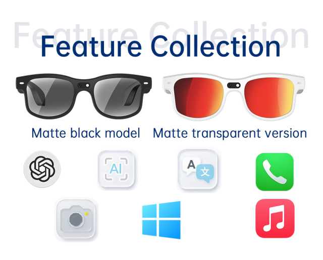 I0119 AI Smart Translation Glasses 8MP Camera WiFi Video ChatGPT Compatible Universa