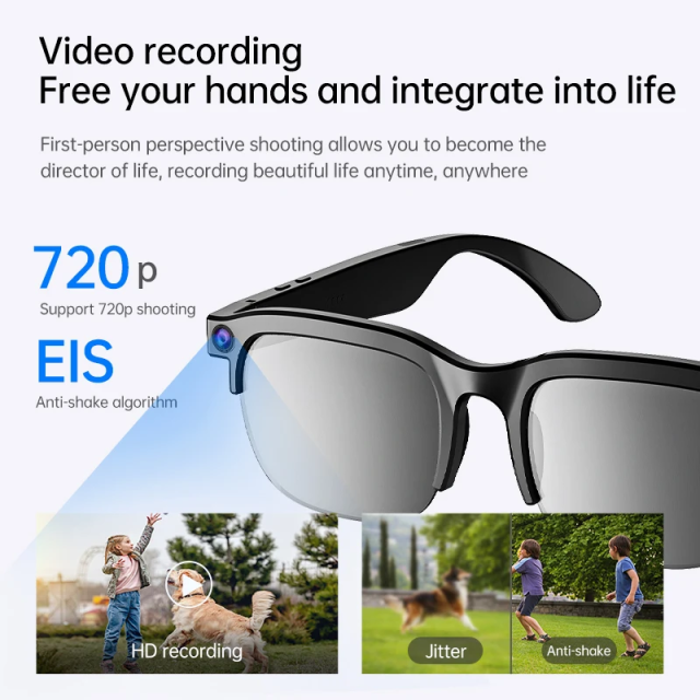 I0102 AI Smart Glasses with Real-time Translation, Dual Camera, 1080P Video & IPX5 Waterproof Universal Compatibility