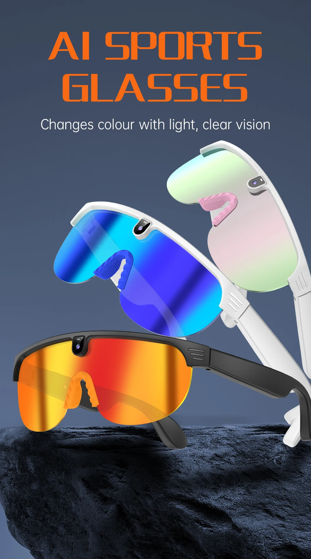 I0114 AI Smart Glasses 8MP Video Camera Translation Audio Recording WiFi Transfer Universal Compatibility