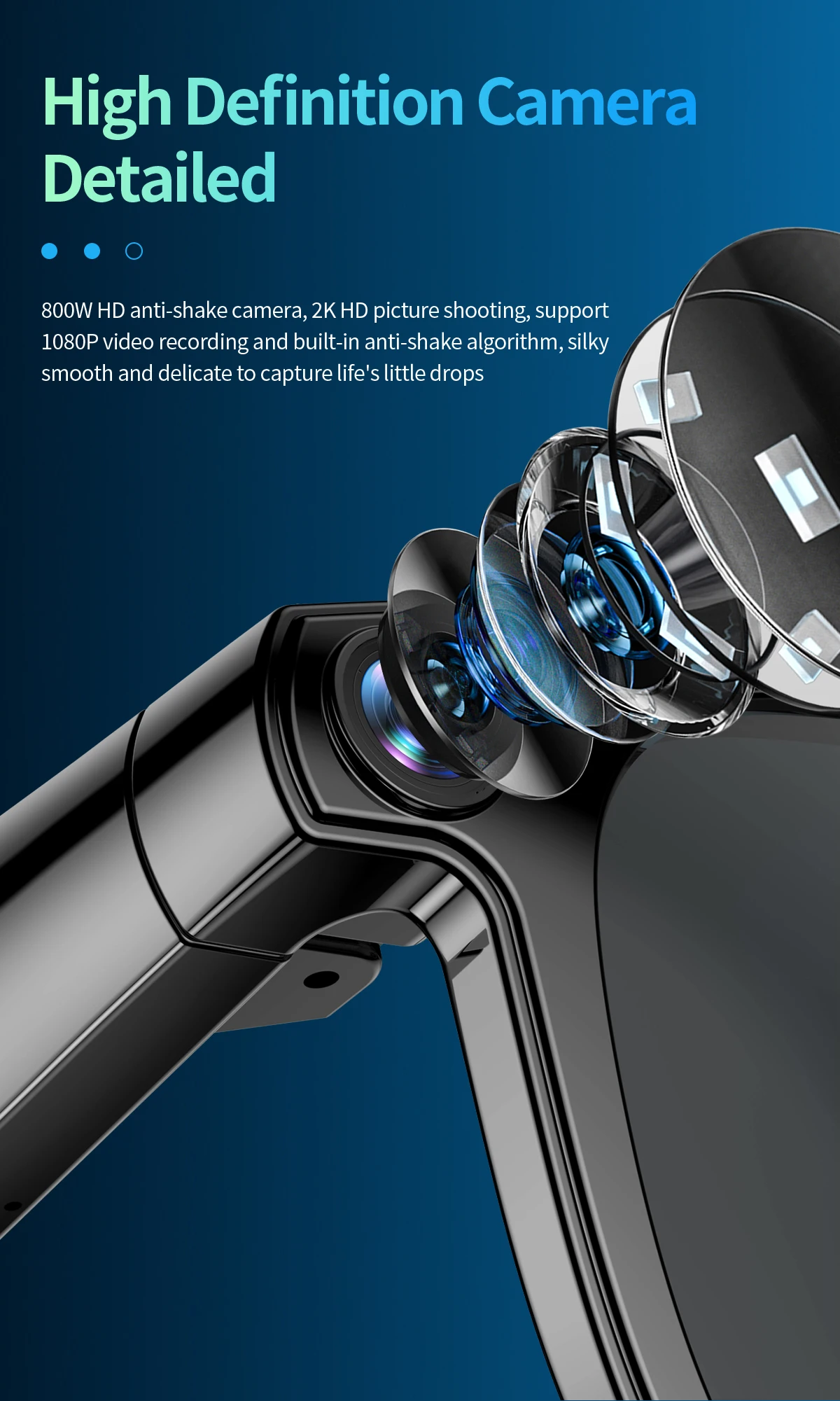 I0110 Smart Glasses with AI Voice Translator, Camera & Wireless Connectivity, for iPhone & Android
