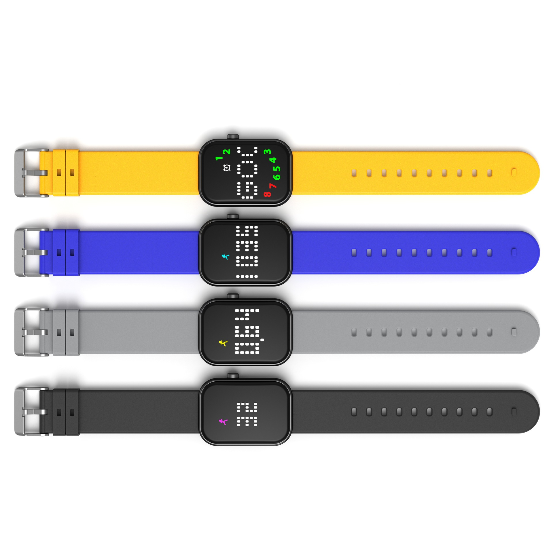 I000187 Fitness Tracker Pedometer Rechargeable LED Digital Watch