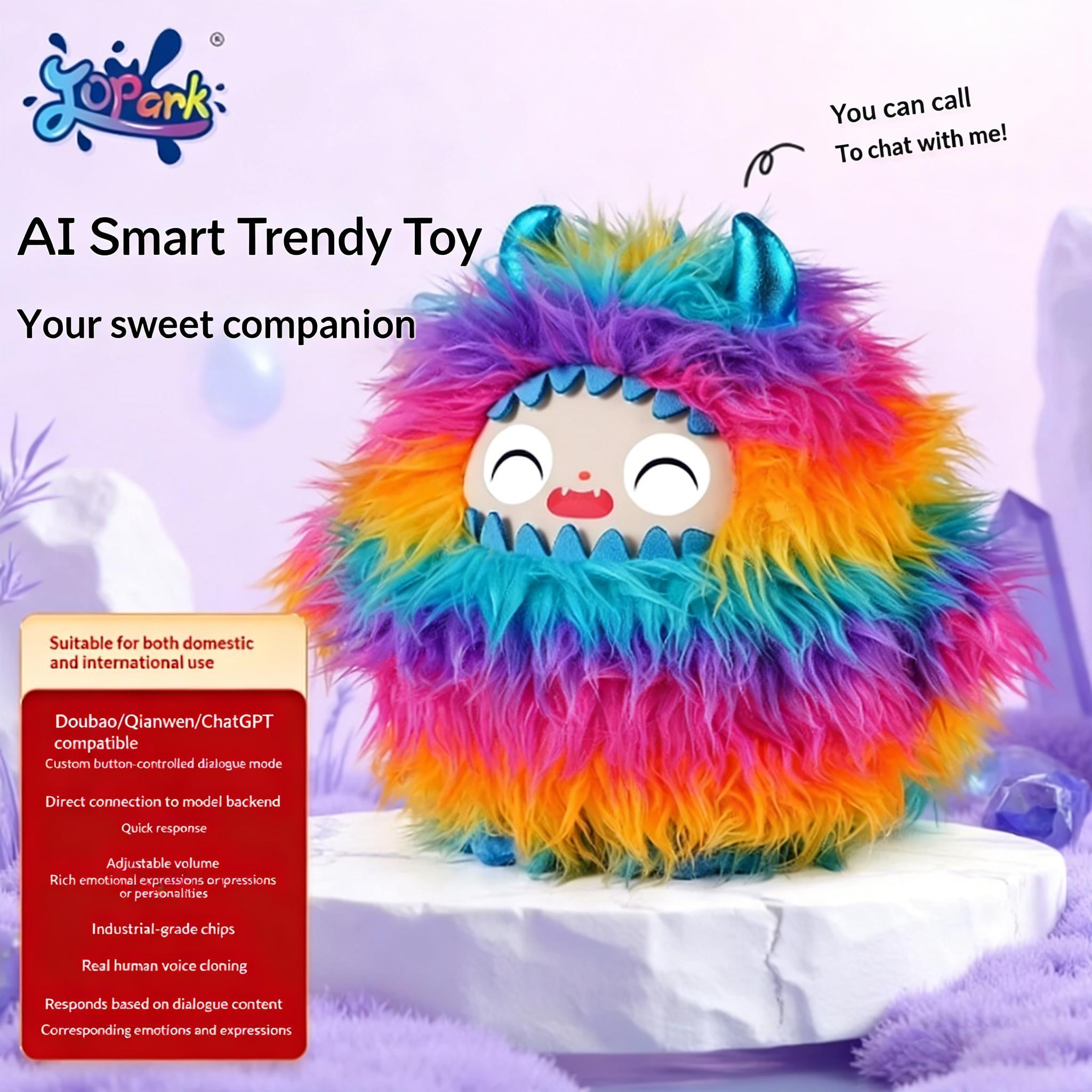 I0044 Jopark AI Monster Plush Doll  LED Eye Screen, Colorful Design, Companion Toy, ODM Support  Kid-friendly