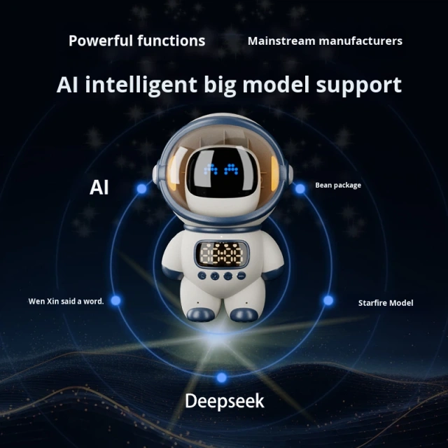 I0042 AI Smart Speaker Clock AI Dialogue, Dynamic Spectrum, LED Night Light, Digital Clock, Modern Design Universal Use