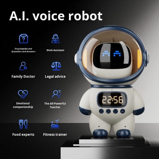 I0042 AI Smart Speaker Clock AI Dialogue, Dynamic Spectrum, LED Night Light, Digital Clock, Modern Design Universal Use