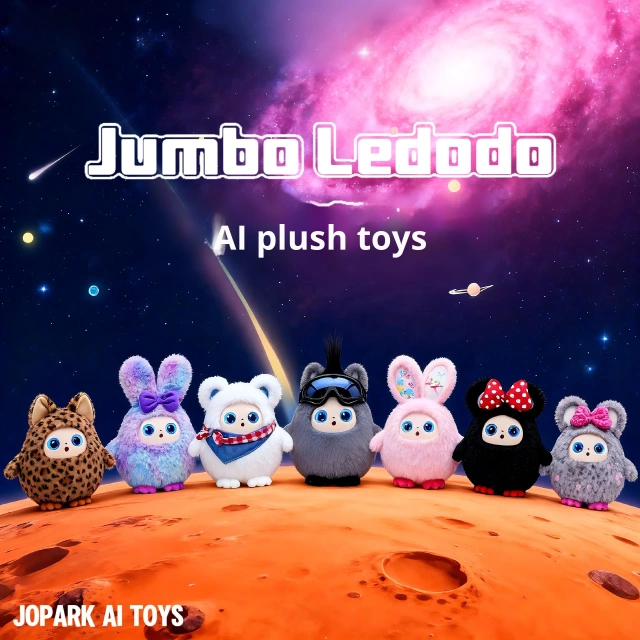 I0045 Jopark  AI Rabbit Plush Doll  Pink, LED Eye Screen, ODM Support, Wholesale  Girl-friendly