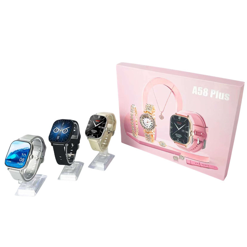 I0006 Luxury Smart Watch with Bracelet Ring Earrings Necklace Gift Pack