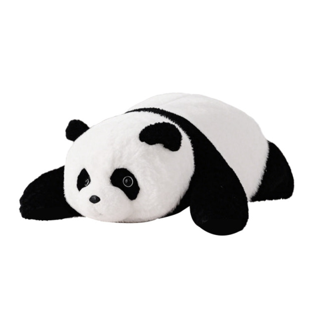 I0038 Panda Plush Doll Lying Down Posture, 30cm Size, Soft Stuffed, Bulk Discount Available Kid-friendly