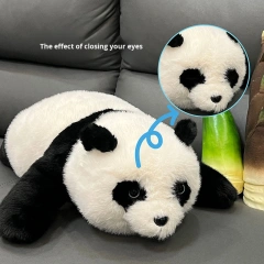 I0038 Panda Plush Doll Lying Down Posture, 30cm Size, Soft Stuffed, Bulk Discount Available Kid-friendly
