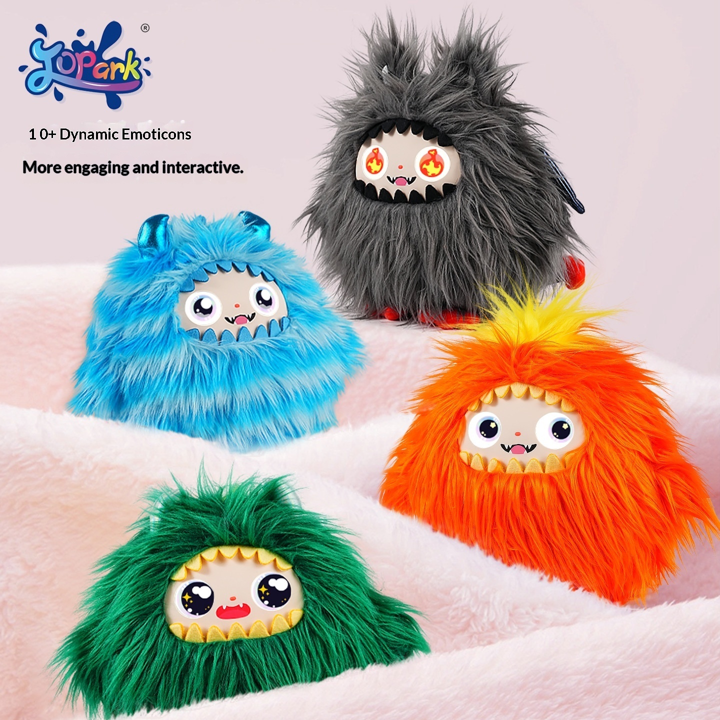 I0044 Jopark AI Monster Plush Doll  LED Eye Screen, Colorful Design, Companion Toy, ODM Support  Kid-friendly