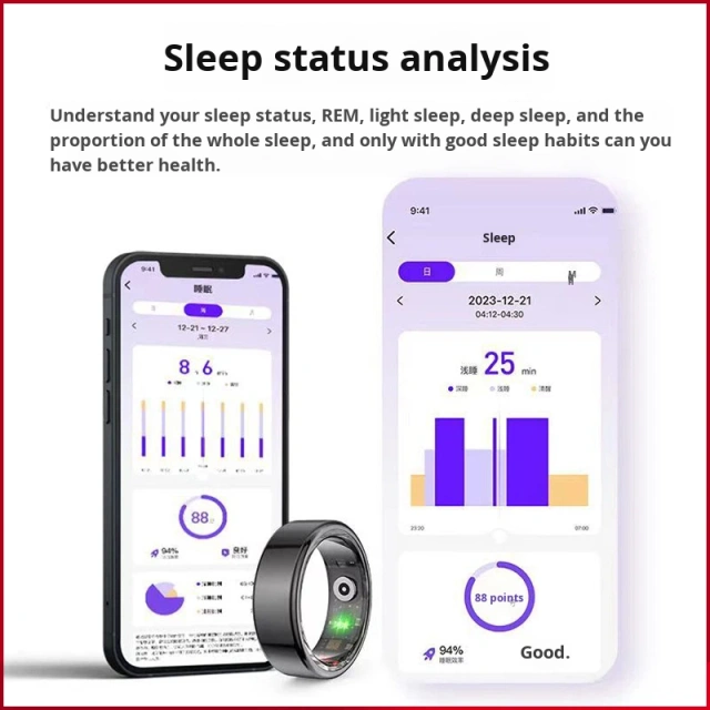 I0022 Smart Ring Waterproof Fitness Tracker Sleep Heart Rate Monitor