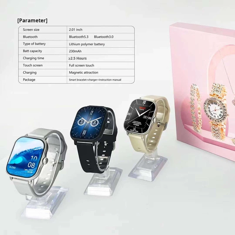 I0006 Luxury Smart Watch with Bracelet Ring Earrings Necklace Gift Pack