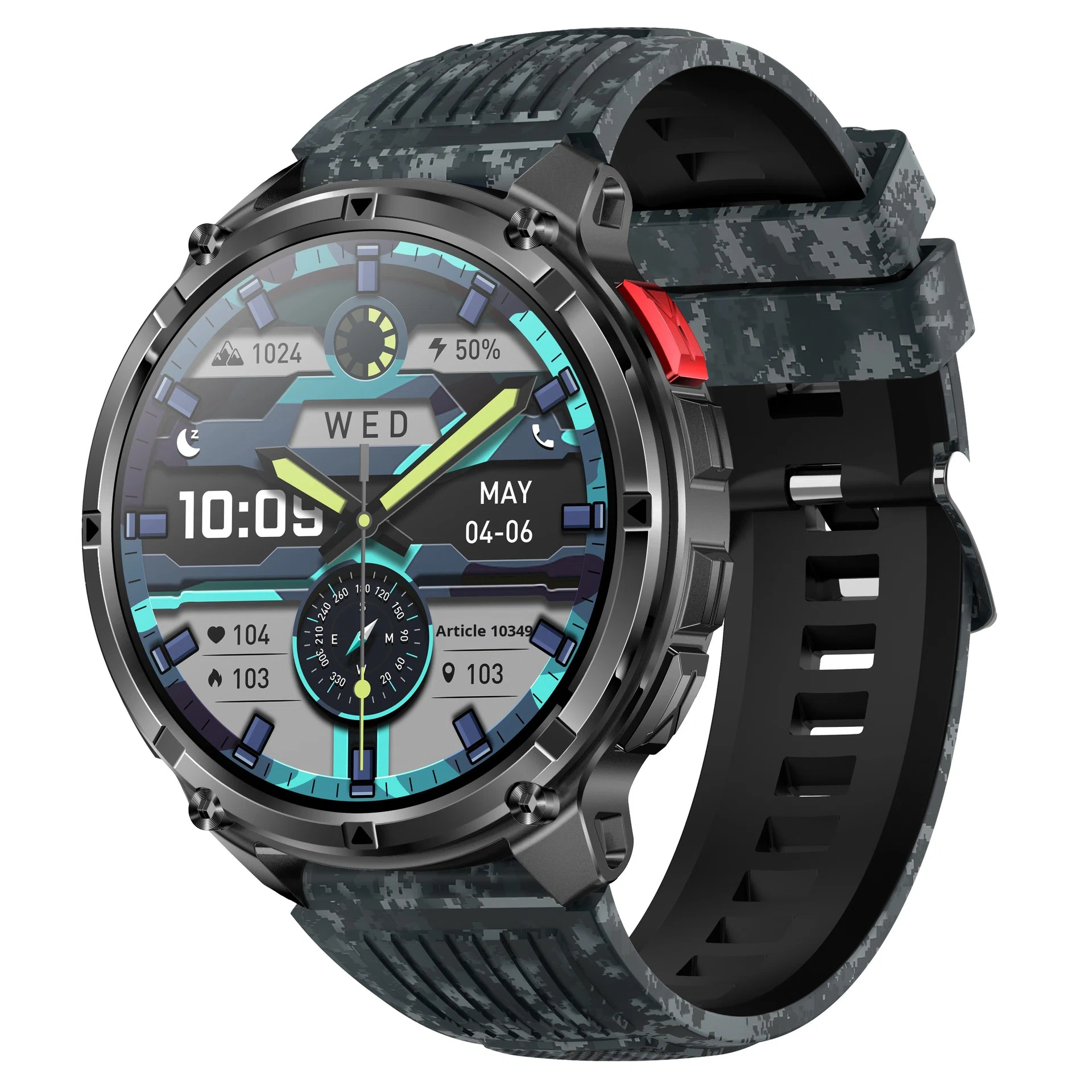I00050  Smart Watch Compass 1100mAh Battery 3ATM Waterproof Outdoor Sports