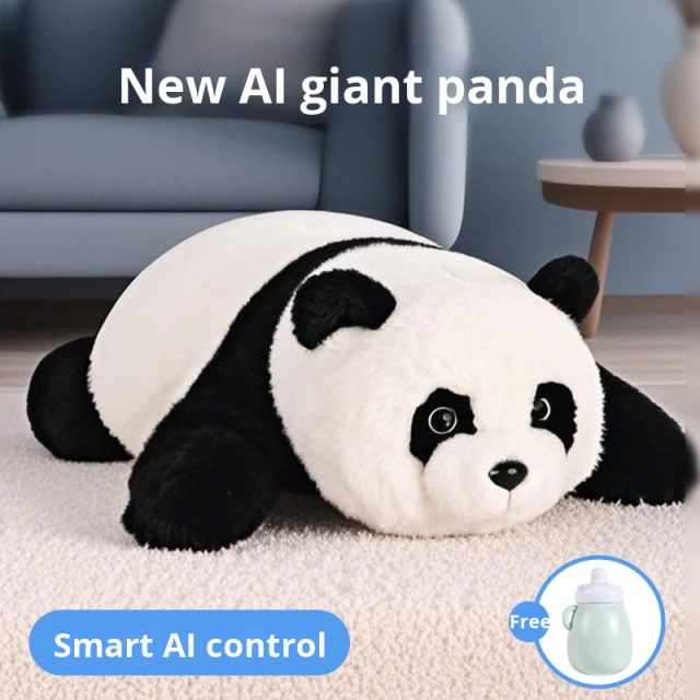 I0038 Panda Plush Doll Lying Down Posture, 30cm Size, Soft Stuffed, Bulk Discount Available Kid-friendly