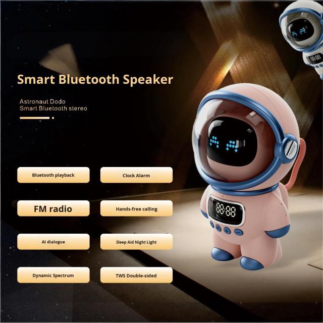 I0042 AI Smart Speaker Clock AI Dialogue, Dynamic Spectrum, LED Night Light, Digital Clock, Modern Design Universal Use