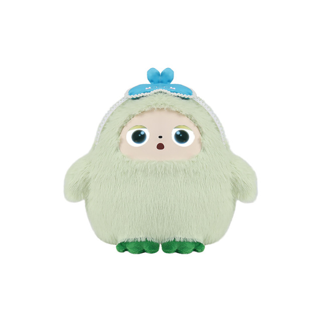 I0034 AI Intelligent Plush Toy Green Round Shape, LED Display Eyes, AI Talking, Kawaii Style, ODM Customization Universal Use