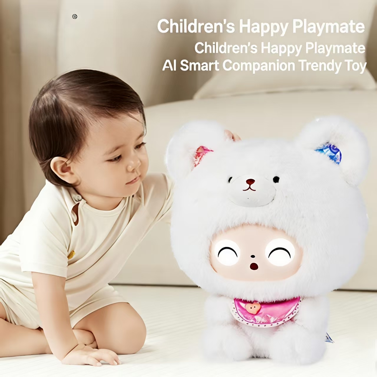I0047 AI Rabbit Early Education Plush Doll Sitting Posture, Intelligent Dialogue, Interactive Companion, Birthday Gift Option Kid-friendly