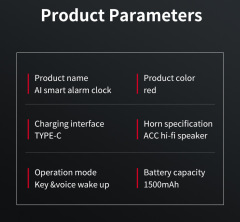 I0040 AI Smart Timer Alarm Clock  Voice Dialogue Assistant, Time Management, White Noise, Alarm Function  Universal Use