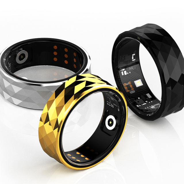 I000355 Smart Ring Fitness & Sleep Tracker Long-Lasting Battery Waterproof Diamond Pattern Design