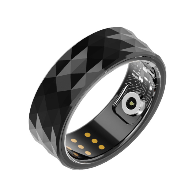 I000355 Smart Ring Fitness & Sleep Tracker Long-Lasting Battery Waterproof Diamond Pattern Design