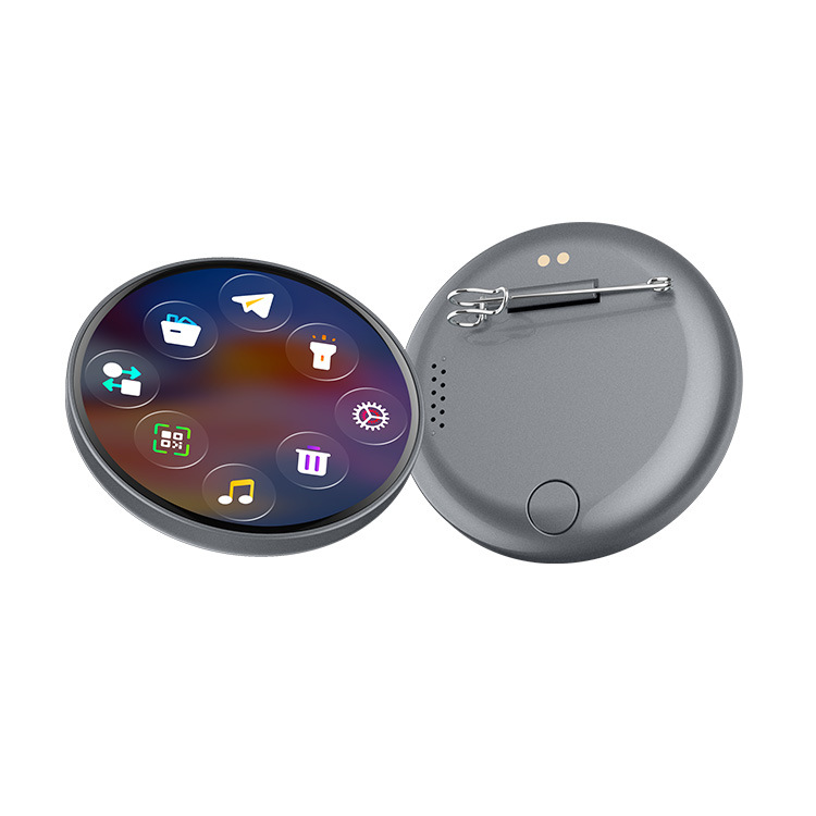 I000364 Smart Digital Display Electronic Badge Ultra-thin 12mm, Anime Peripheral, Pendant/Brooch/Medal Design, Plastic Material Universal Use